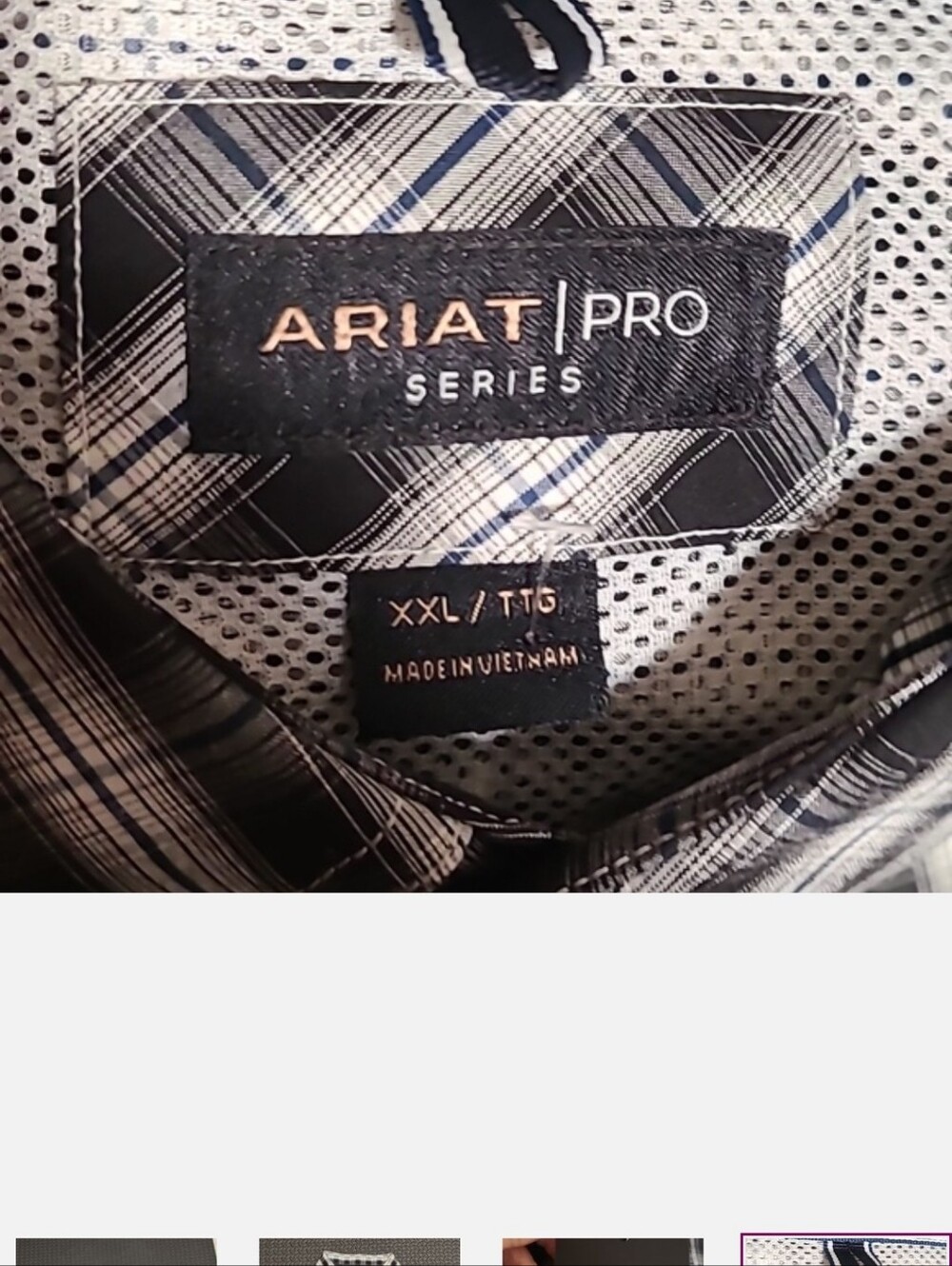 Ariat Pro Series Mens XXL Black White Plaid Long Sleeve Button Front Shirt NWT - Picture 5 of 5